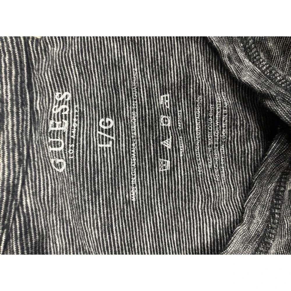 GUESS Jeans Men's Gray Knit Cotton Henley T-Shirt Button Placket Short Sleeve L - Picture 5 of 6